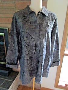 Chico’s Design Women’s Silk Beaded Jacket Gray Size 3 - Picture 1 of 6