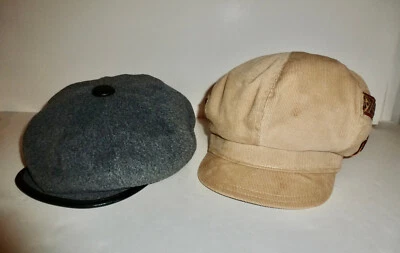 Vintage 70's Applejack Newsboy Cabbie Corduroy 6 Panel Cap w Pocket Plus 1 Other - Image 1 of 4