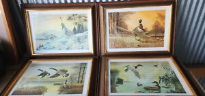 Vtg Ruane Manning Framed Framed Wild Birds Lithograph Prints Lot of 4 10x14