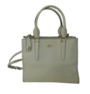 Coach Linud Crosby Carryall Crossgrain Leather Crossbody Tote Bag Beige - Picture 1 of 10