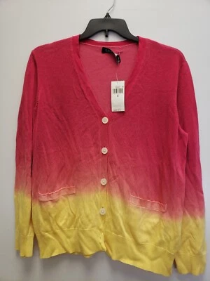 Cárdigan para mujer Lauren Ralph Lauren teñido en inmersión con botones delanteros XL rosa/naranja/amarillo Foto 1 de 4