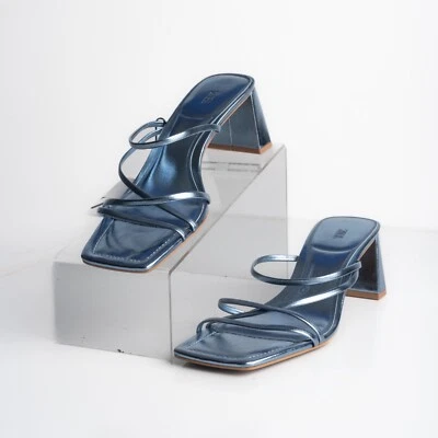 Sandalias de tacón de mula con tiras azules de Zara para mujer talla US 7,5 EU 38 2322/110 NUEVAS CON ETIQUETAS Foto 1 de 4