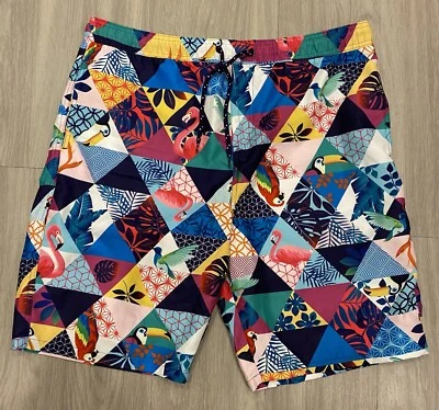 Hombres Rojo Mono MCMXXXIII Bañador Traje de Baño XL Rosa Azul Flamenco Geométrico Foto 1 de 4