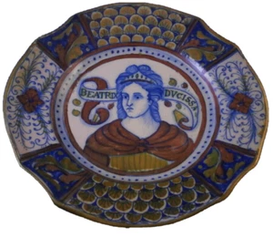 Antique Italian Faience Majolica Lusterware Portrait Plate Maiolica Italy Dish - Picture 1 of 7