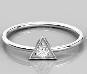 Solitaire Diamond Engagement Wedding Ring Real 14k White Gold Jewelry - Picture 1 of 5