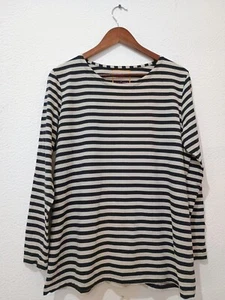 GUDRUN SJODEN BLUSE LANGARM BIO BAUMWOLLE GESTREIFT SCHWARZ/CREME GR. L GUTER ZUSTAND - Bild 1 von 5