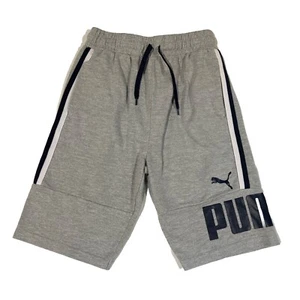 Puma Shorts Youth Medium Gray, Navy Spellout Logo EUC - Picture 1 of 6