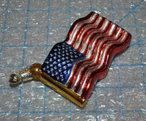 OLD WORLD GLASS AMERICAN FLAG ORNAMENT 4" STARS AND STRIPES STAR SPANGLED BANNER - Picture 1 of 3