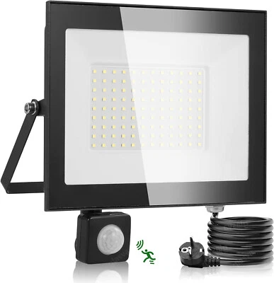 LED Fluter Mit Bewegungsmelder&Stecker 10-100W Außen Strahler Lampe Scheinwerfer - Bild 1 von 4