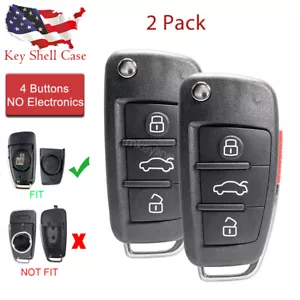 2 For Audi A3 4 5 6 8 Q3 5 7 R8 RS4 S3 4 6 TT Quattro Key Fob Shell Case IYZ3314 - Foto 1 di 6