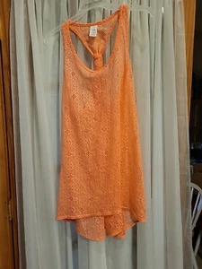 OP Womens Sheer Peach Flower Lacey Swim Cover up Size XL 15-17 Hot Beachware - Imagen 1 de 8