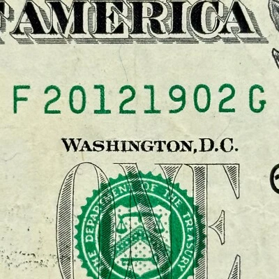 2012 19th February Dollar 2012 19 Feb Birthday Dollar Fancy Serial Number Dollar - Image 1 of 3