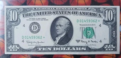 1963A $10 STAR NOTE TEN Dollar Bill Federal Reserve Note Vintage United States  - Image 1 of 4