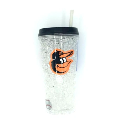BALTIMORE ORIOLES 16 OZ CRYSTAL FREEZER TRAVEL TUMBLER WITH STRAW Cover