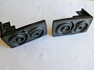1 pair pr Plastic CURTAIN Drapery rod rectangular FINIALS vintage Black w/SWIRL - Picture 1 of 4