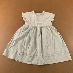 Louisiella Girls Size 4 Gray Cotton Short Sleeve Ruffle Lace Accent Retro Dress - Picture 1 of 6