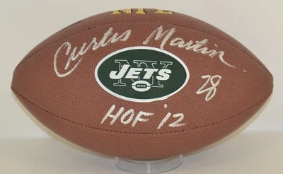 CURTIS MARTIN signed NFL  FOOTBALL auto Patriots HOF Pitt JETS logo Football JSA - Image 1 of 2
