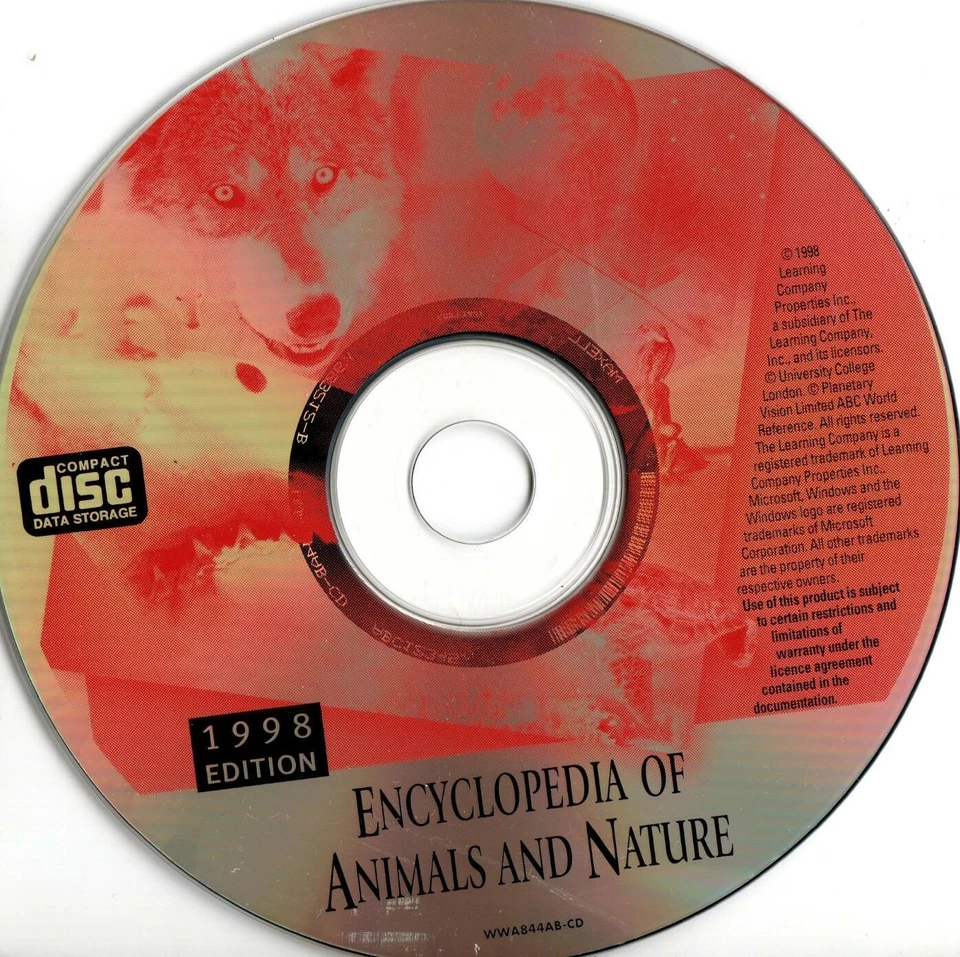 ENCYCLOPEDIA OF ANIMALS AND NATURE -CD-ROM -1998 -The Learning Company - VINTAGE - Image 1 of 1