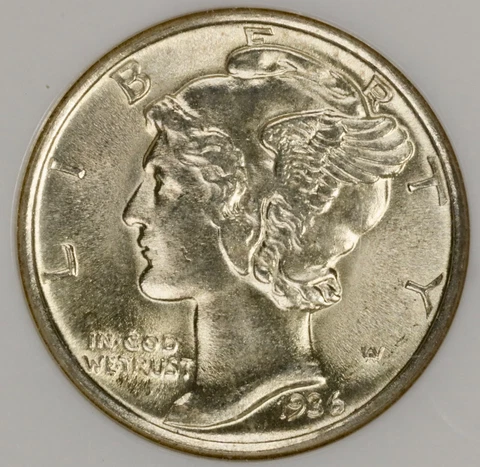 1936 10c Mercury Dime - NGC MS 66 FB Cover