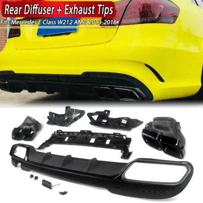Black E63 Look Rear Diffuser +Exhaust Tips For 2013-2016 Mercedes W212 E300 E400 Foto 1 de 4