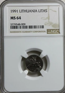 Lithuania 1 Litas 1991 UNC NGC MS64 - Picture 1 of 3