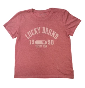 Lucky Brand TShirt Damen Medium Rose Heather 1990 Varsity Team Grafik T-Shirt neu ohne Etikett - Bild 1 von 6