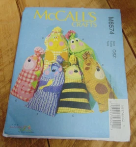 McCalls Animal Sacks Bags Sewing Pattern M6574 Dog Cow Frog Bee Cat Monkey UNCUT - Picture 1 of 3