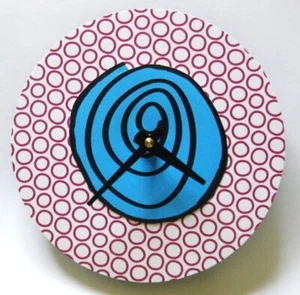 Small funky wall clock made from recycled vinyl record. 7 in clock. Fun. - Picture 1 of 2