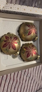 3er Set seltene Vintage Glas Weihnachtsstern Ornamente - Bild 1 von 4