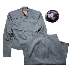 De Colección Para Mujer Años 40 2 Piezas Antiguo Azul Vestido Traje Pastillero S 1940 Chaqueta Falda Segunda Guerra Mundial - Imagen 1 de 22