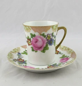 Vintage Royal Rudolstadt Pink Rose Cup & Saucer Prussia Germany - Picture 1 of 4