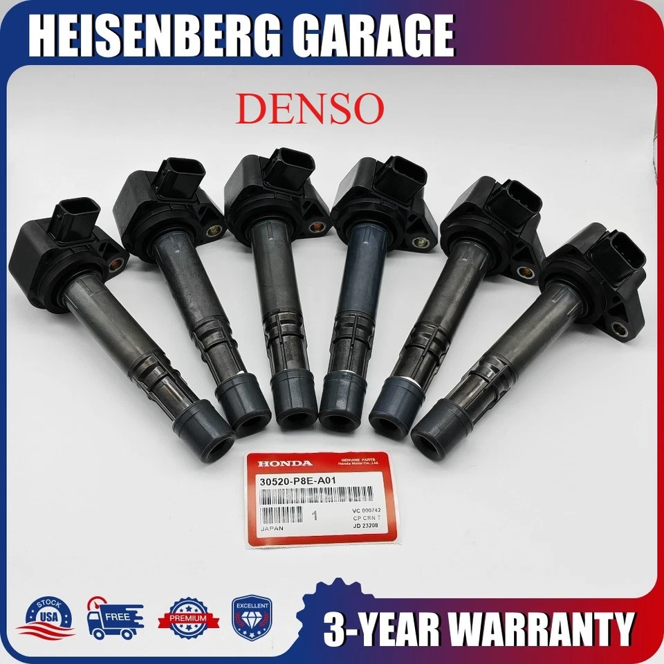 Bobina de encendido genuina DENSO 6 PIEZAS 30520-P8E-A01 para Honda Accord Odyssey Acura CL Foto 1 de 4