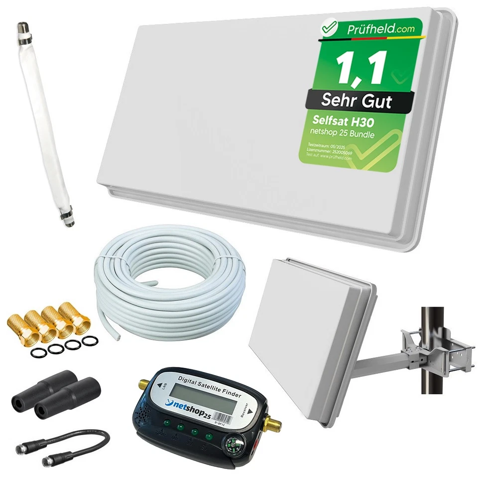 Selfsat Flachantenne H30D1+ HD Sat Anlage 10m Kabel Fensterhalterung Sat-Finder - Bild 1 von 4