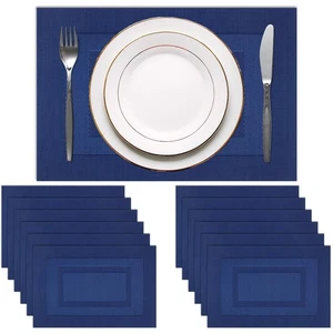 Placemats Set of 12 Washable Durable Place Mats Vinyl Heat Resistant Non-Slip... - Picture 1 of 8