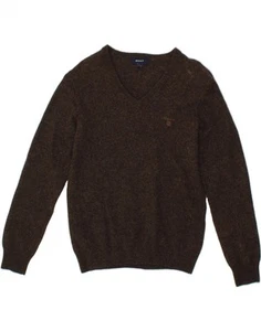 GANT Womens V-Neck Jumper Sweater UK 10 Small Grey Wool CE55 - Picture 1 of 3
