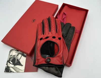 FERRARI RED BLACK LEATHER RACING DRIVING GLOVES | SIZE S | OFFICIAL MERCHANDISE - Image 1 of 4