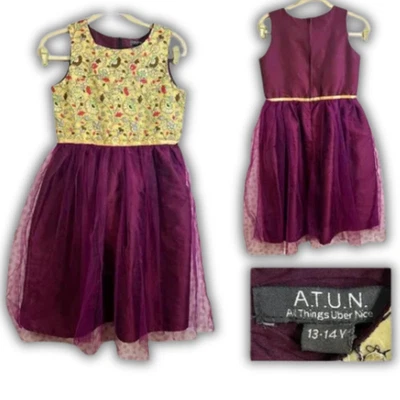 ATUN Girls Party Dress Size 13-14Y Floral Embroidered Princess Tulle Flowy Fancy - Image 1 of 4