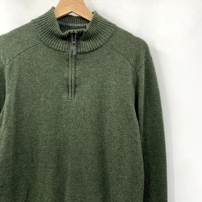 Pullover de lana merino Smartwool M verde con cremallera en cuarto Foto 1 de 4