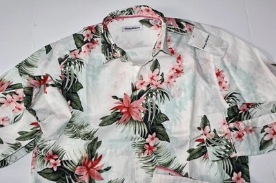 Tommy Bahama 衬衫 Everglase Oasis Continental 白色亚麻 全新 LS 中号 M — 第 1/4 张图片