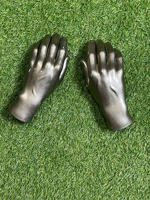 PAIR  Realistic MANNEQUIN HANDS Left And Right  Glossy Silver Color - Image 1 of 4