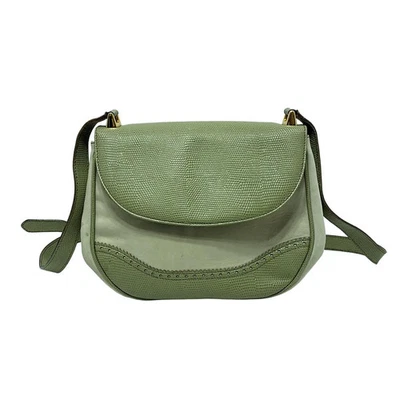 Autêntica Salvatore Ferragamo - Bolsa de ombro de couro verde claro nobuck - Imagem 1 de 4