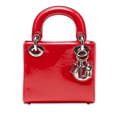 Authenticated Dior Mini Patent Lady Dior Red Leather Satchel - Image 1 of 4