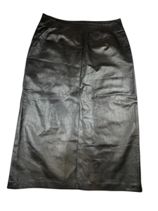 Maria Vittoria weiches Leder schwarz Bleistiftrock Gr. 12 Single Vent Made in Italy - Bild 1 von 19