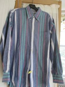 Camisa de Colección Años 80 90 Britches Gran Aire Libre Hombres M Azul Verde Rayas Preppy Clásica - Imagen 1 de 6