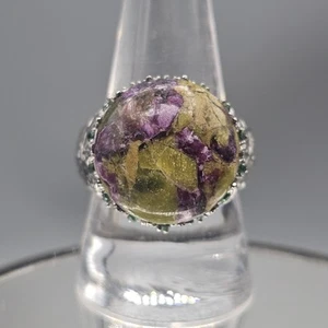 Chuck Clemency Atlantisite Ring Sz 9 Silver Tone Stainless Steel Green Purple  - Picture 1 of 15