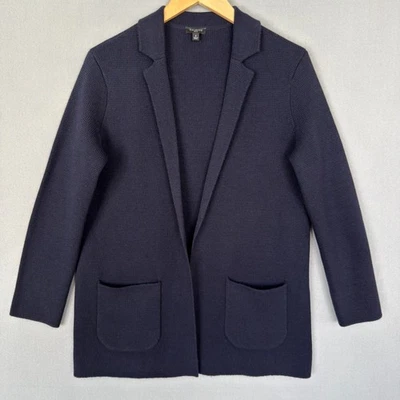 Cárdigan blazer para mujer Talbots azul marino mezcla de lana frente abierto tejido Petite P Foto 1 de 4