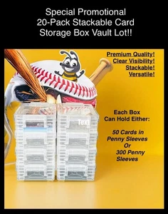 (20-Pack) Trading Card Storage Box Case - For Cards In Penny Sleeves - Stackable - Picture 1 of 3