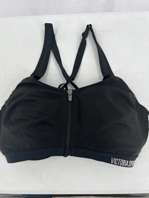 Victorias Secret Knockout Sports Bra Size 36D Black White Zip Front Closure - Image 1 of 4