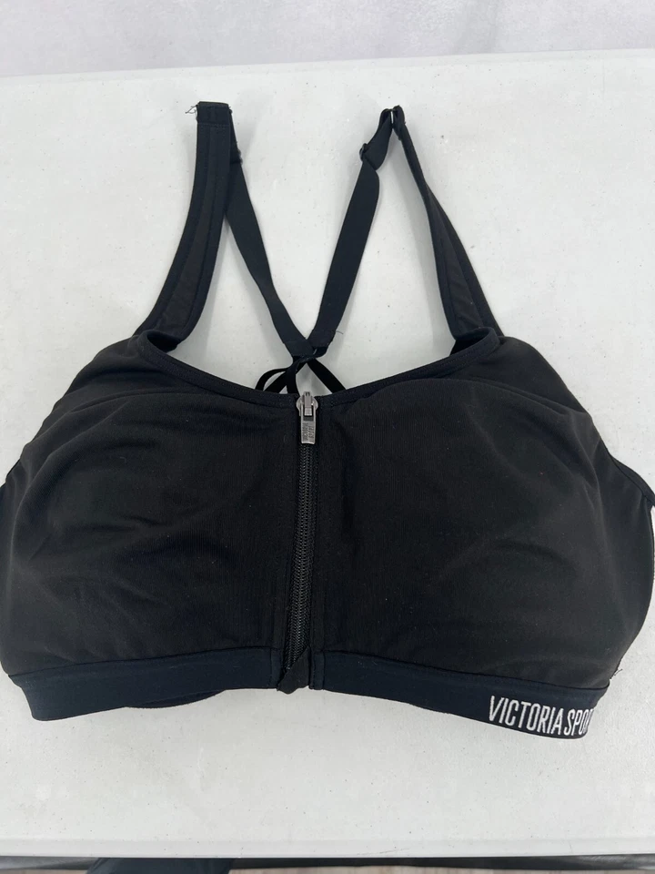 Victorias Secret Knockout Sports Bra Size 36D Black White Zip Front Closure - Image 1 of 4