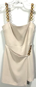 Amanda Uprichard Strampler Damen XS Stilla Kettenbesatz Square Neck Back Zip Beige - Bild 1 von 8